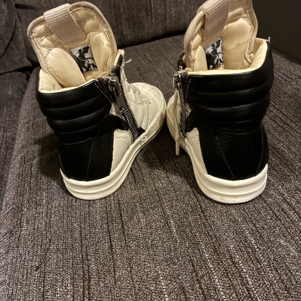 Rick Owens Toddler White Baby Geo Black High-Top Sneakers~ Size 6 US - Picture 5 of 5